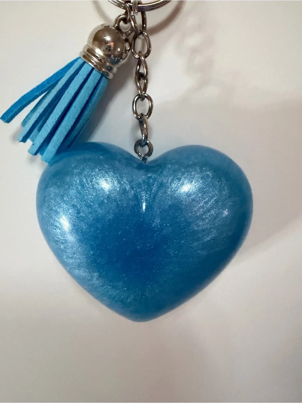 Shimmery Heart Keychain with Tassel